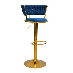Gold Premium Velvet Bar stool (FT-BJ151) Blue - Bar Stools | BDshoppers.com
