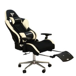 Gaming Chair with 4D Armrest and Foot Rest (FT-G1 Pro)Glossy Off White - Gaming Chair | BDshoppers.com