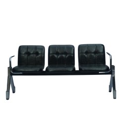 3 Seater Visitor Waiting Chair with Cushioned Seat & Armrest (Black) ( FT - WC04 ) - Visitor Chair | BDshoppers.com
