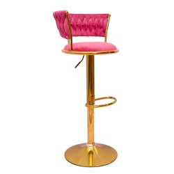 Gold Premium Velvet Bar stool (FT-BJ151 )Bubblegum pink - Bar Stools | BDshoppers.com