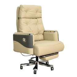 Executive Luxury Boss Chair with Footrest (FT-H0630) Light Cream - Boss Chair | BDshoppers.com