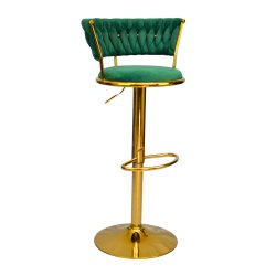 Gold Premium Velvet Bar stool (FT-BJ151) Green - Bar Stools | BDshoppers.com