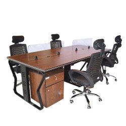 Workstation Office Table for 4 Person with Front Table(FT-004) Black - Table | BDshoppers.com