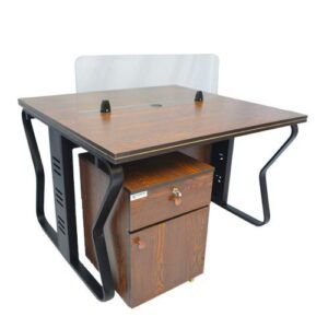 Workstation Office Table for 2 Person with Front Table(FT-003) Black - best office chair in bangladesh,  executive chair for office, childs table and chair set, Gaming Chair, Digital Safety Locker, Bar Stool, leather boss chair, Restaurant Chair, Large Antique Wall Mirror -Furnitex Limited