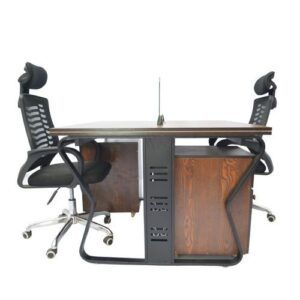 Workstation Office Table for 2 Person with Front Table(FT-003) Black - best office chair in bangladesh,  executive chair for office, childs table and chair set, Gaming Chair, Digital Safety Locker, Bar Stool, leather boss chair, Restaurant Chair, Large Antique Wall Mirror -Furnitex Limited