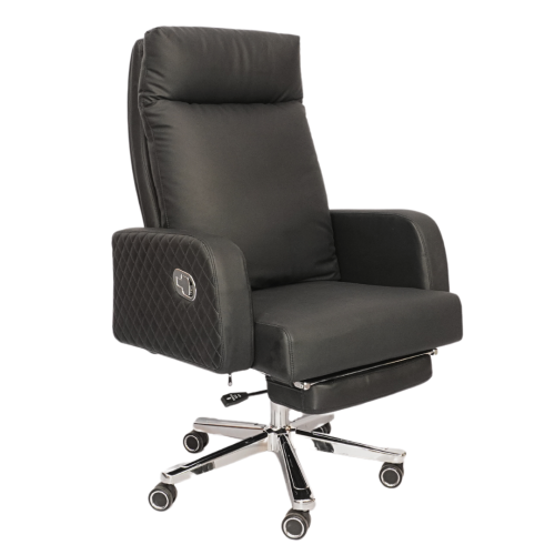 Comfortable Luxury Boss Chair with Footrest (FT-H573) Black - best office chair in bangladesh,  executive chair for office, childs table and chair set, Gaming Chair, Digital Safety Locker, Bar Stool, leather boss chair, Restaurant Chair, Large Antique Wall Mirror -Furnitex Limited